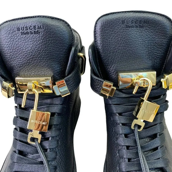 Buscemi Black Leather High-Top Sneakers - Picture 8 of 16